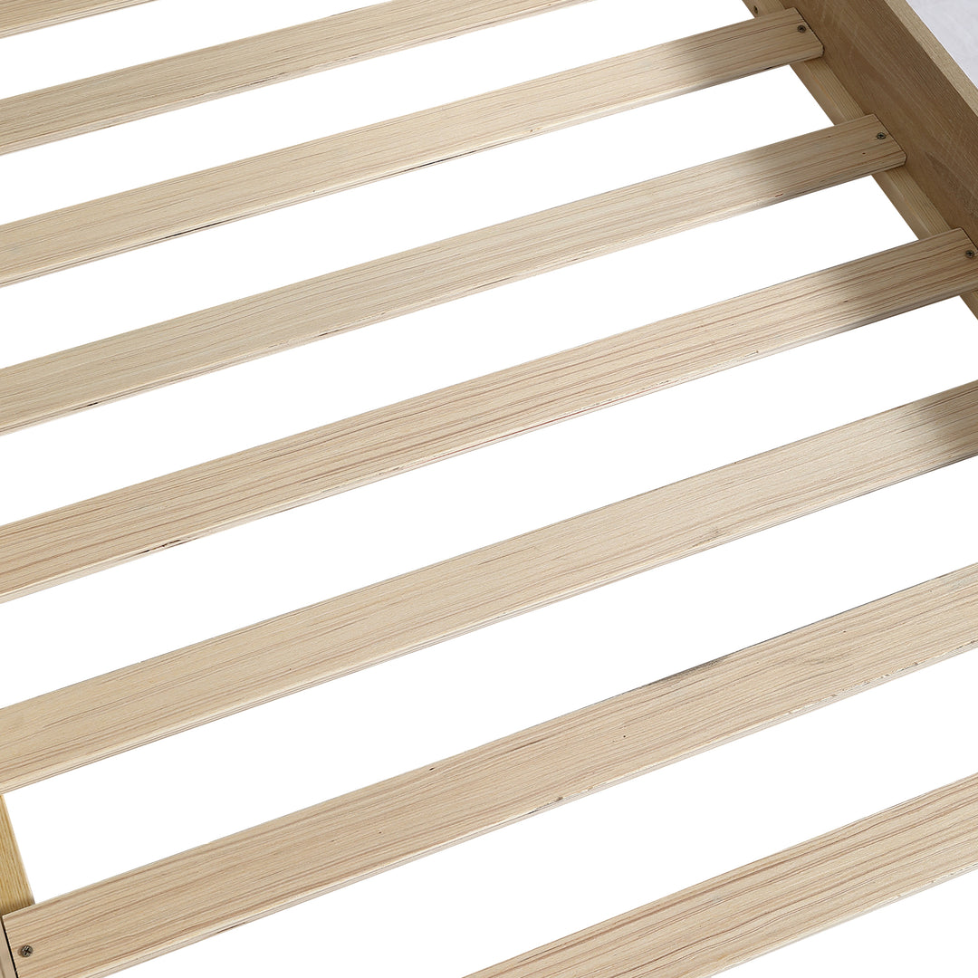 Oak storage single bed with storage shelves, daybed 90x190cm AIRGLOW UK