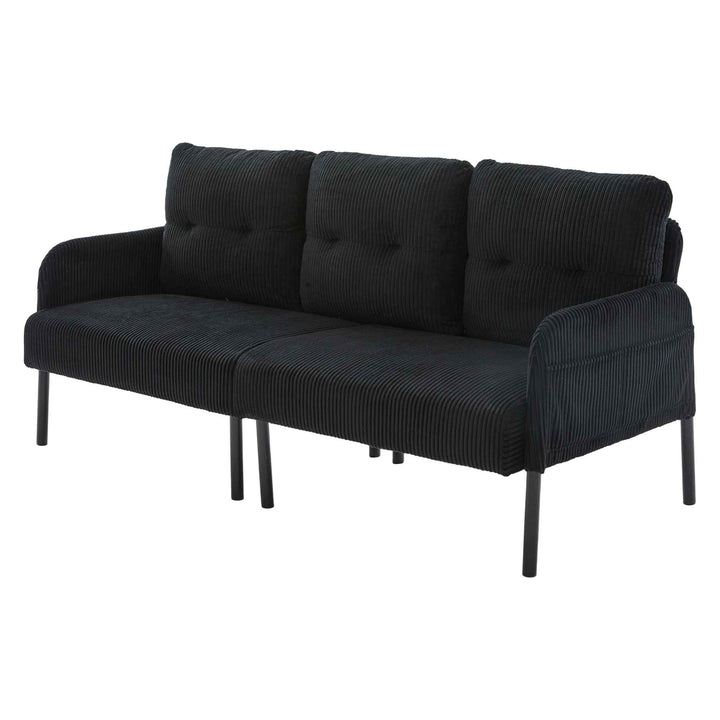 00+Oversized Loveseat Sofa, Corduroy Upholstered Double-Seater, Black for Living Room NOVADYNE
