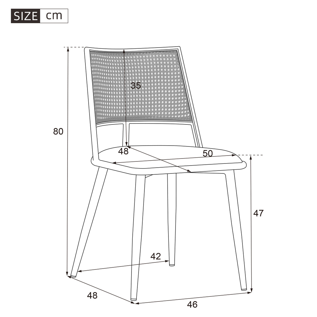 Set of 2 retro PU beige backrest rattan design accent dining chairs LONGITUDINALCREST