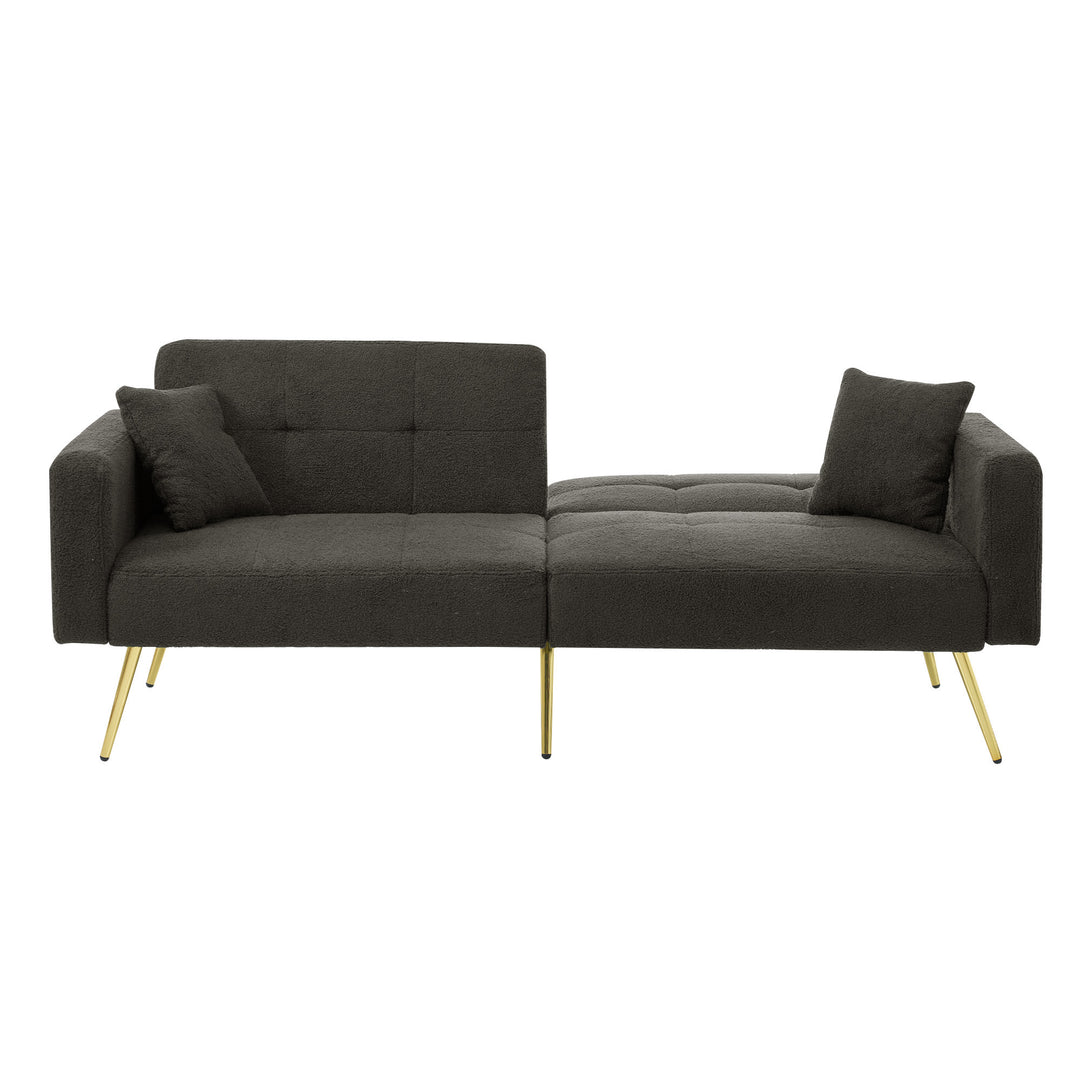 Dark gray sherpa 3-seater clic-clac sofa bed, adjustable backrest & side pocket ALDEN GREY UK