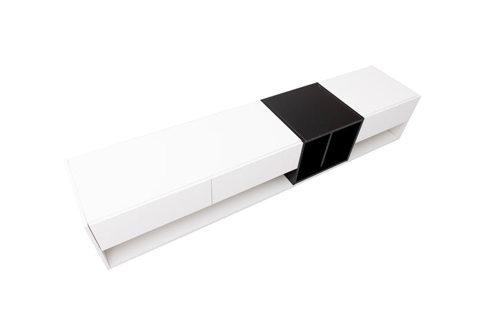 High-gloss white and black TV cabinet THRILGOD UK