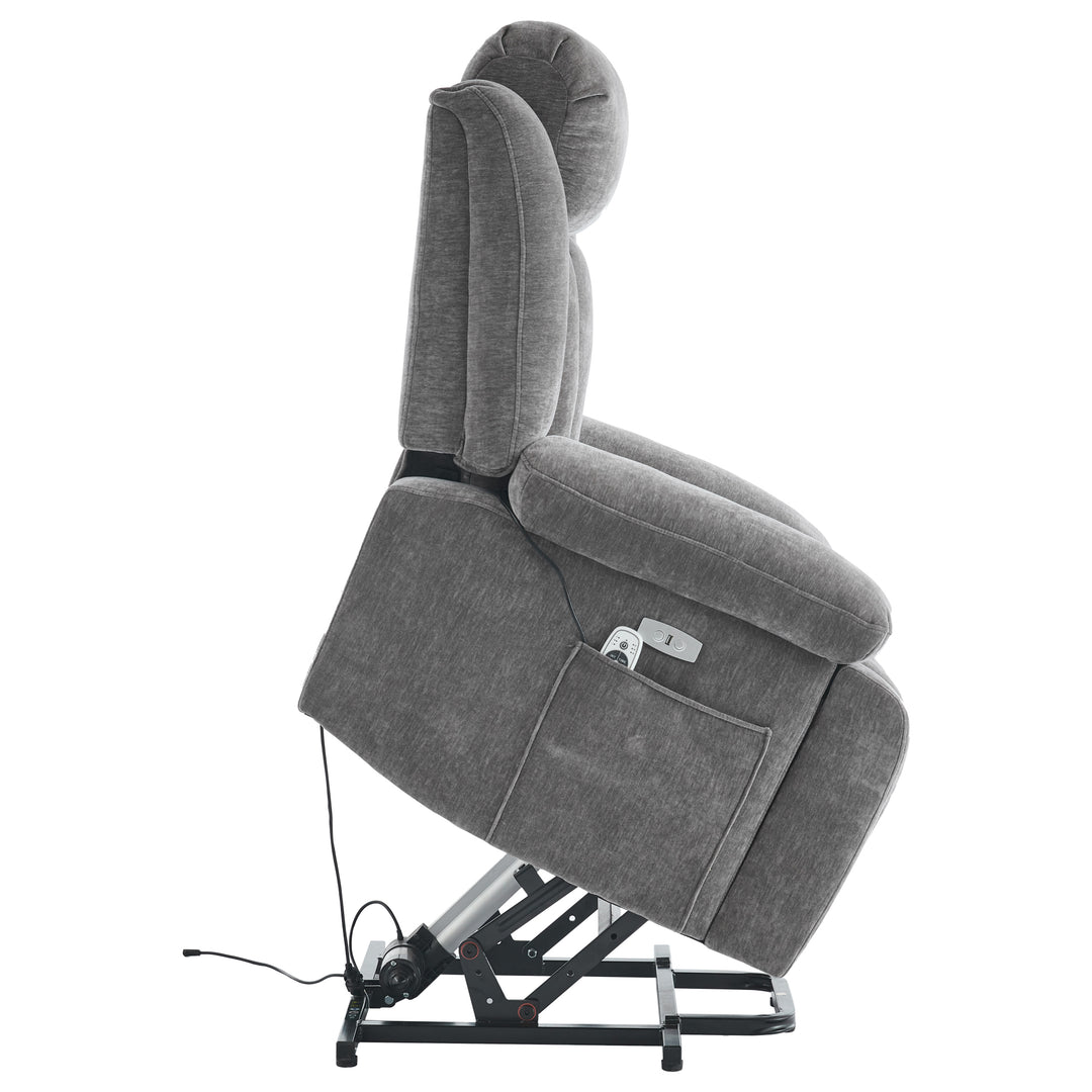 Electric lift up fabric grey large recliner with massage and heat MAGNETICFLUX