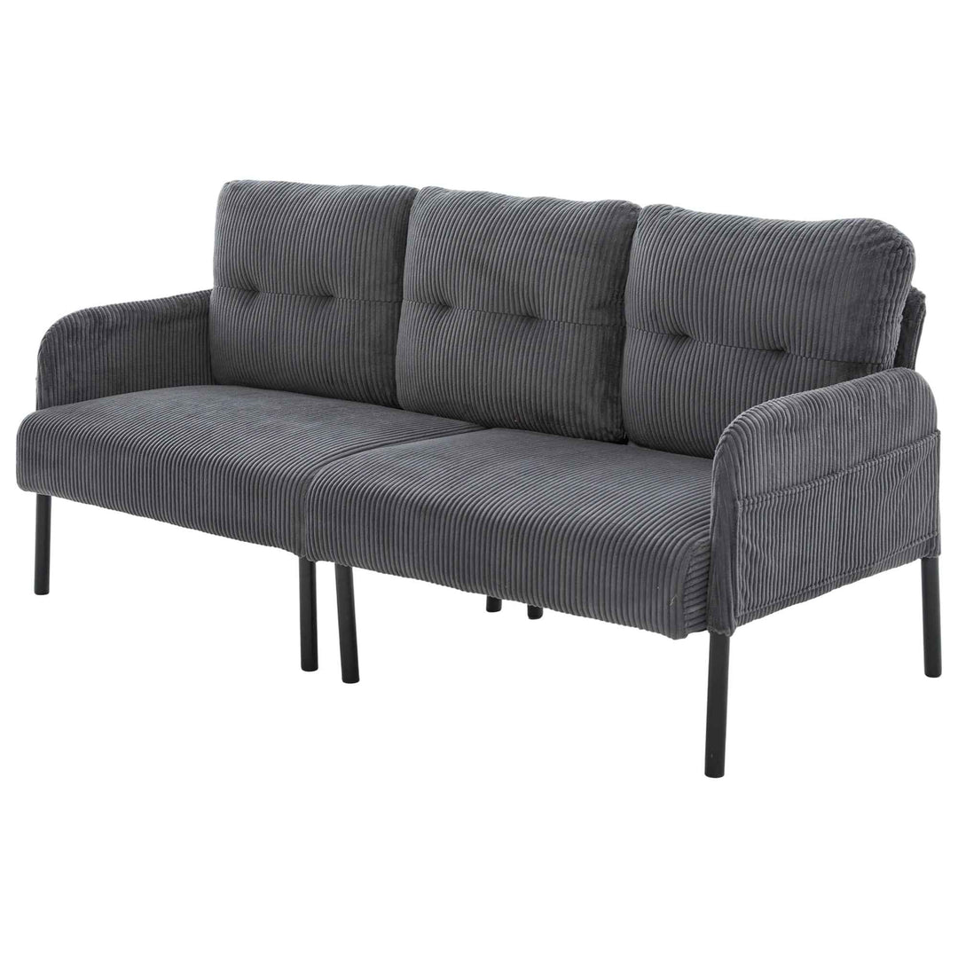 00+Oversized Loveseat Sofa, Corduroy Upholstered Double-Seater, Charcoal Grey for Living Room NOVALA