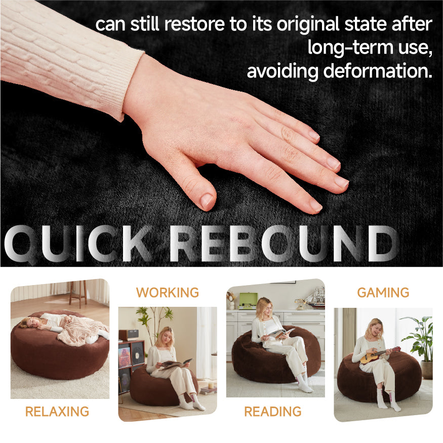 Giant black round bean bag sofa with soft plush cover 150cm ZENITHINE