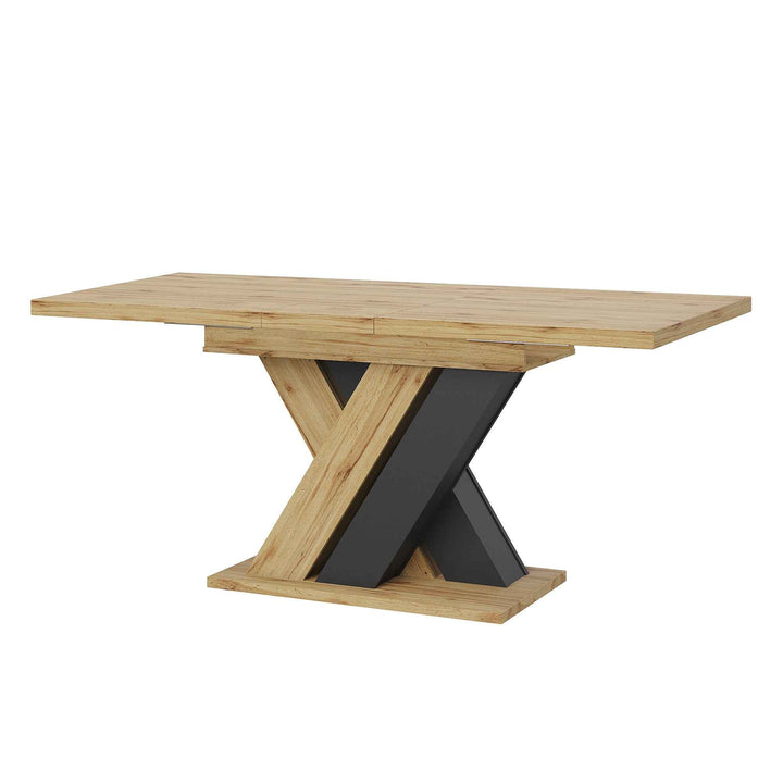 Wooden extendable dining table X-shaped legs 119-158.5cm
