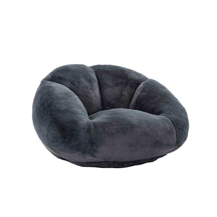 Lazy chair shell shaped sofa black faux fur, memory foam bean bag chair removable cover