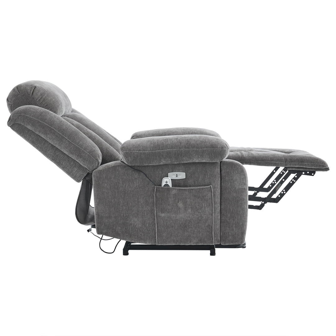 Electric lift up fabric grey large recliner with massage and heat MAGNETICFLUX