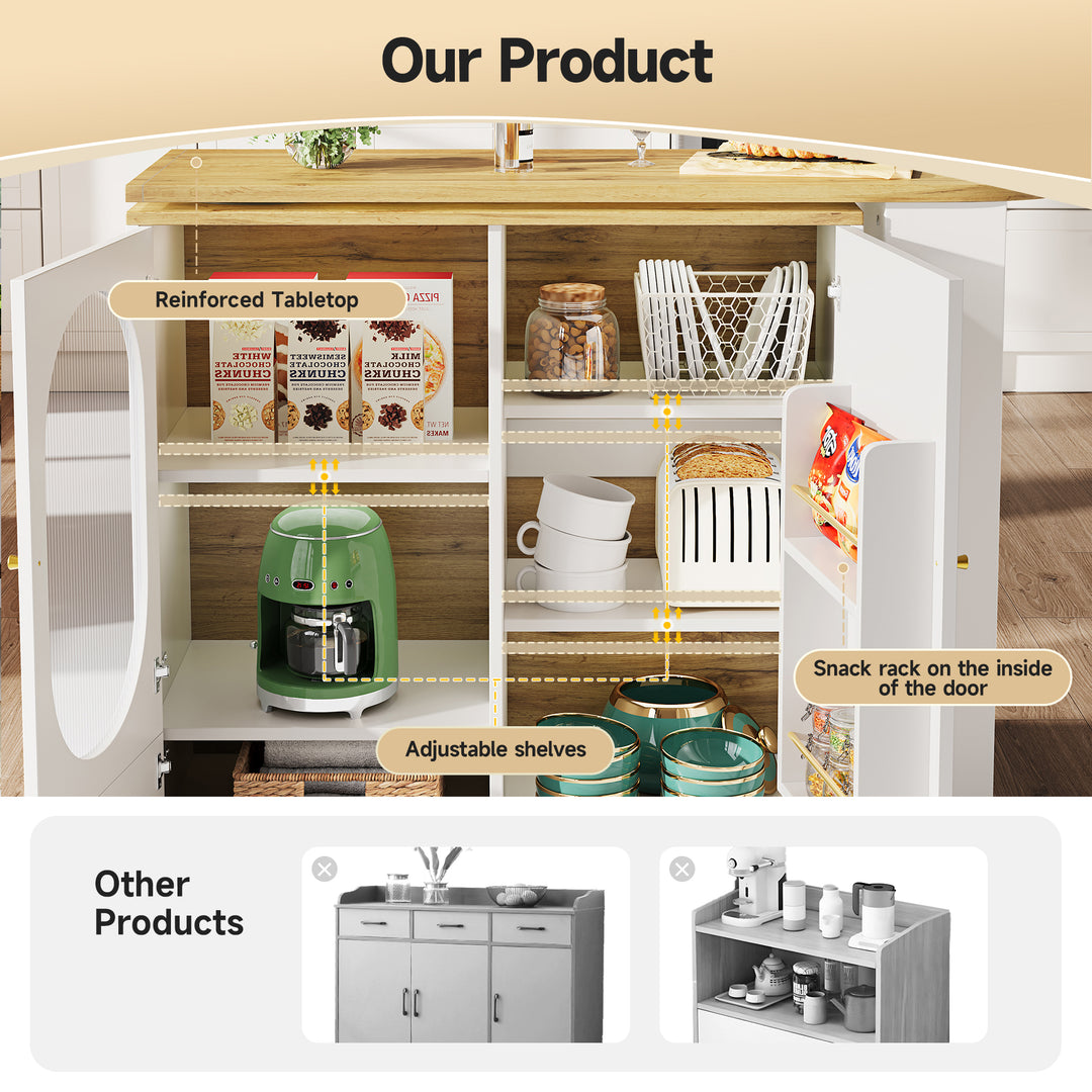 360° rotating bar table with storage space, kitchen island, two doors with shelves (body 138 x 39 x 105 cm) PYRAMID