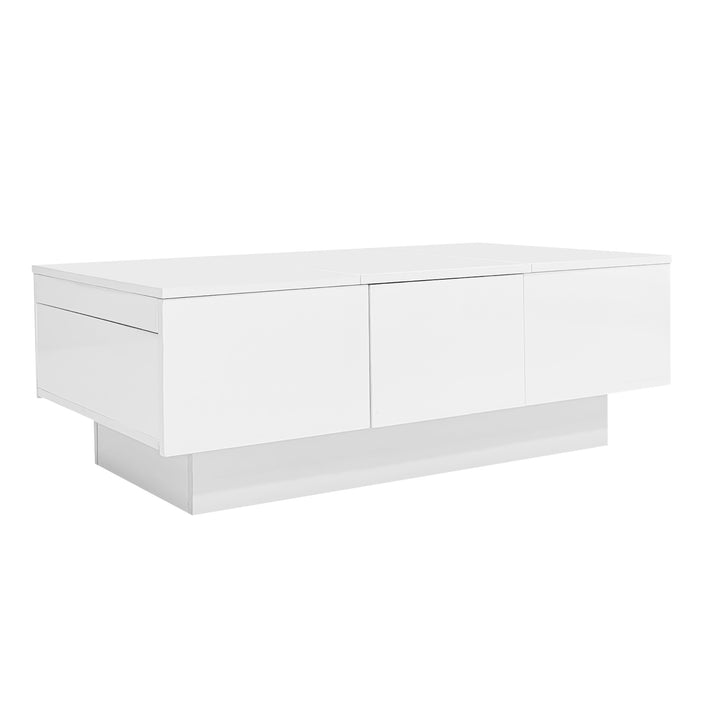 White high gloss coffee table with storage 100 x 55 x 35 cm WAXCELL UK