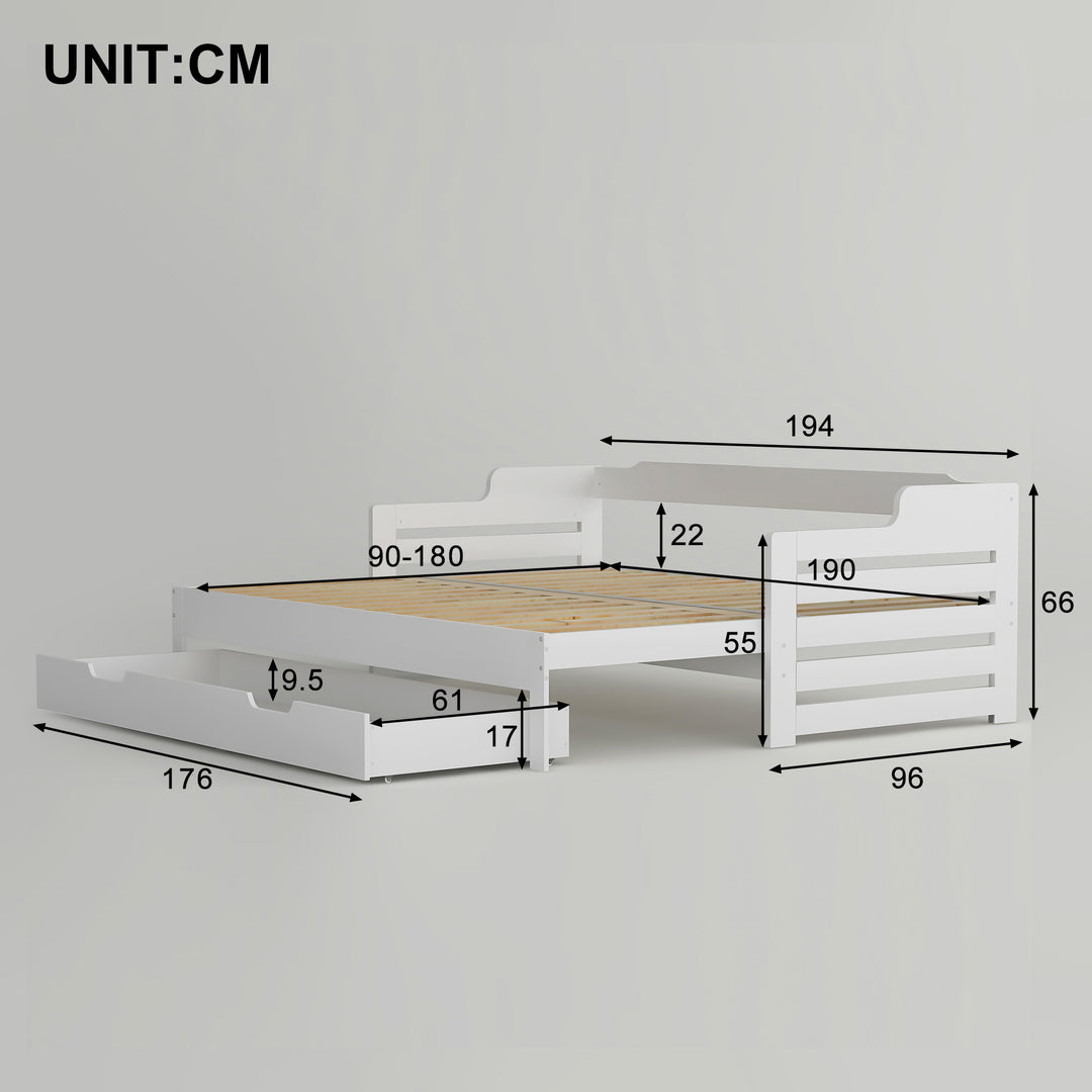 White single guest day bed with trundle & drawer UKZEONS UK