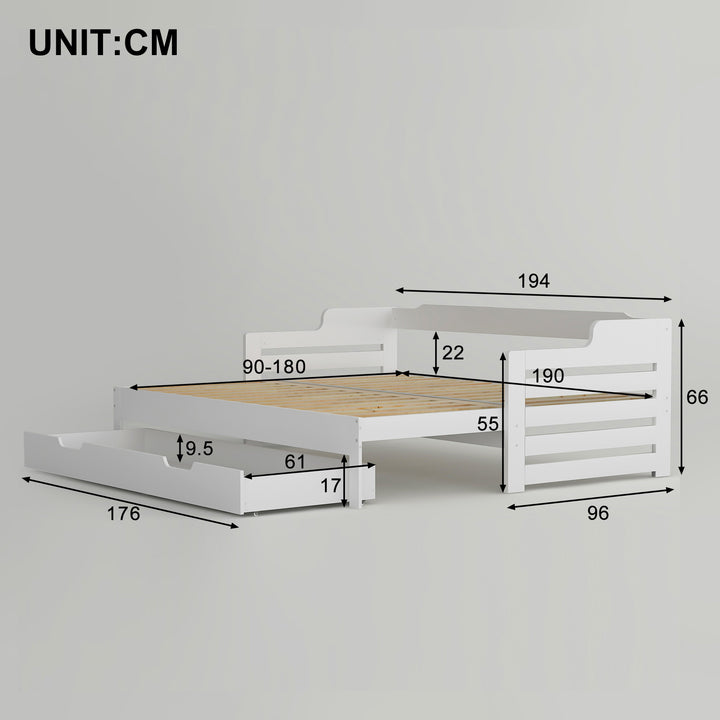 White single guest day bed with trundle & drawer UKZEONS UK