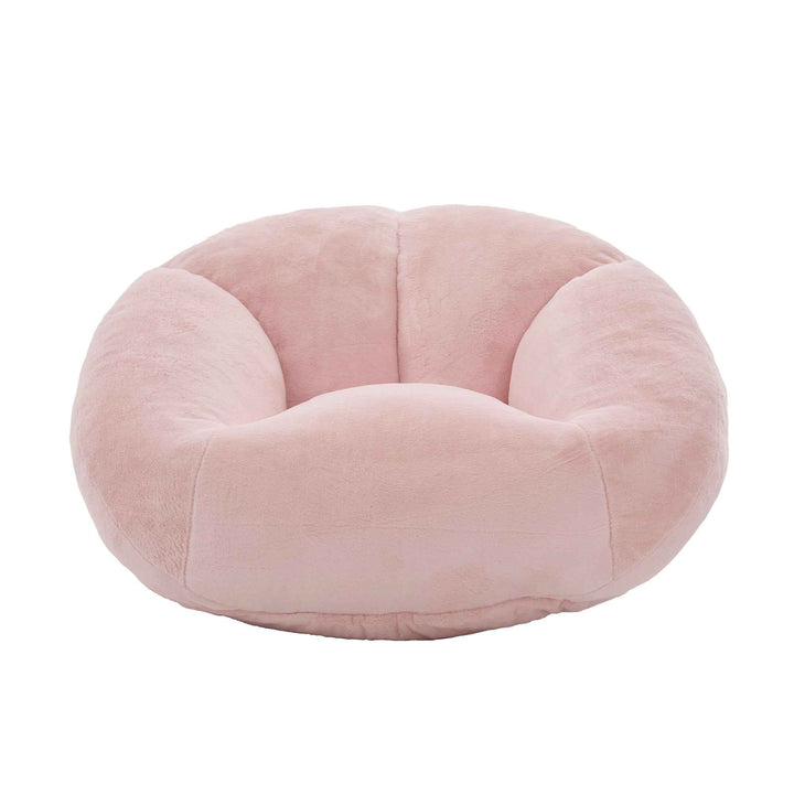 Lazy chair shell shaped sofa pink faux fur, memory foam bean bag chair removable cover