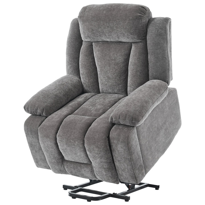 Electric lift up fabric grey large recliner with massage and heat MAGNETICFLUX