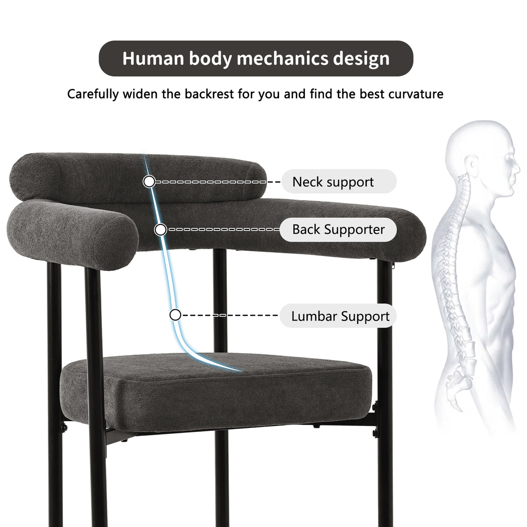 Set of 2 modern gray fabric armchairs black metal frame CLOUDGLADE