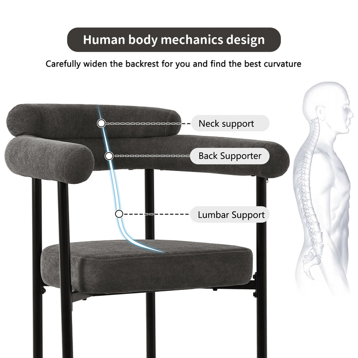 Set of 2 modern gray fabric armchairs black metal frame CLOUDGLADE