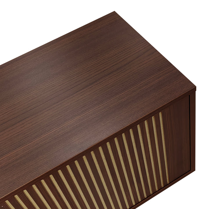 Vintage carved wood textured TV Stand with LED lighting and glass door AMPHIBIAN