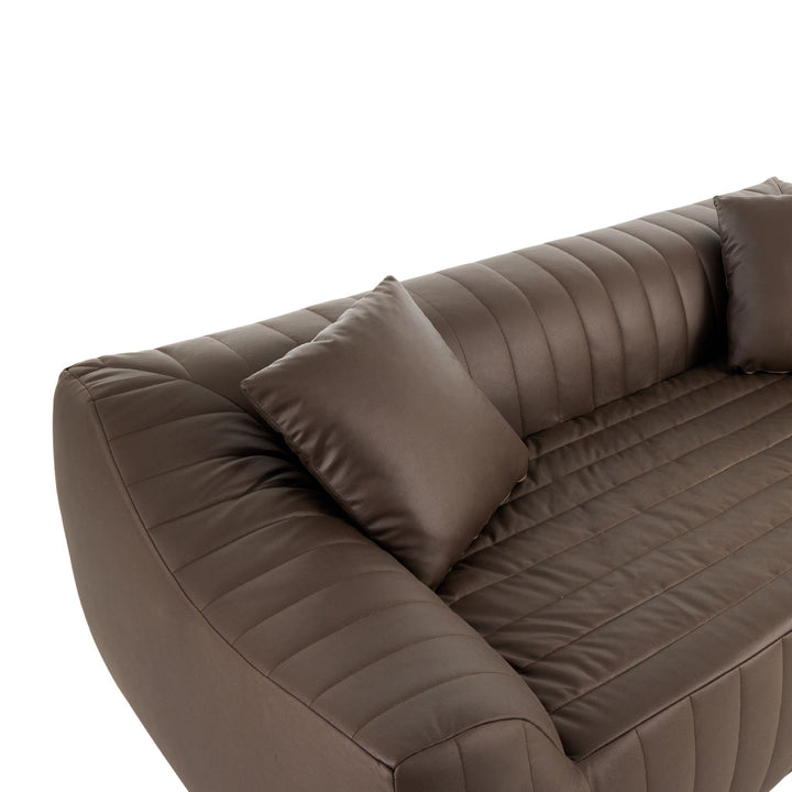 2-Seater Sofa in Brown Tech Cloth with 2 Cushions 185cm WICKERSIDEBOARD