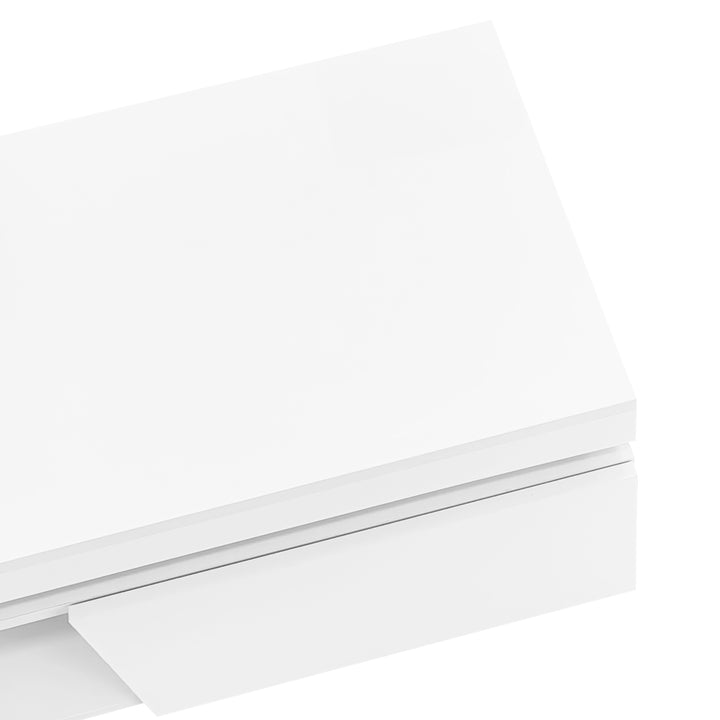 White high gloss coffee table with LED lights and storage 100 x 50 x 40 cm MAGNETOTAIL UK