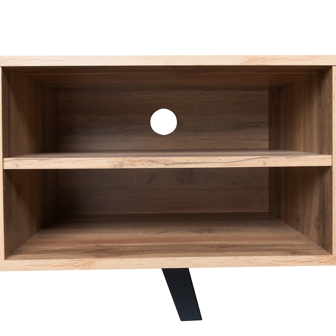 Vintage wood look TV stand with 2 doors and open shelves DECOMPOS