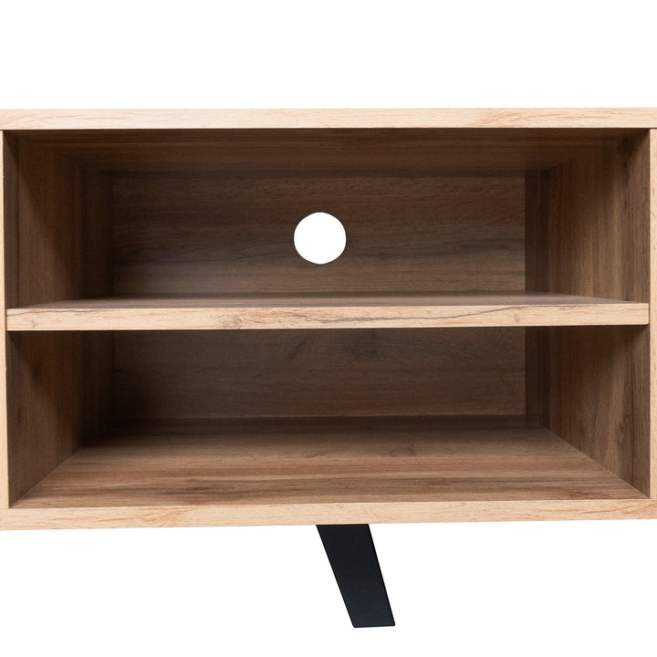 Vintage wood look TV stand with 2 doors and open shelves DECOMPOS