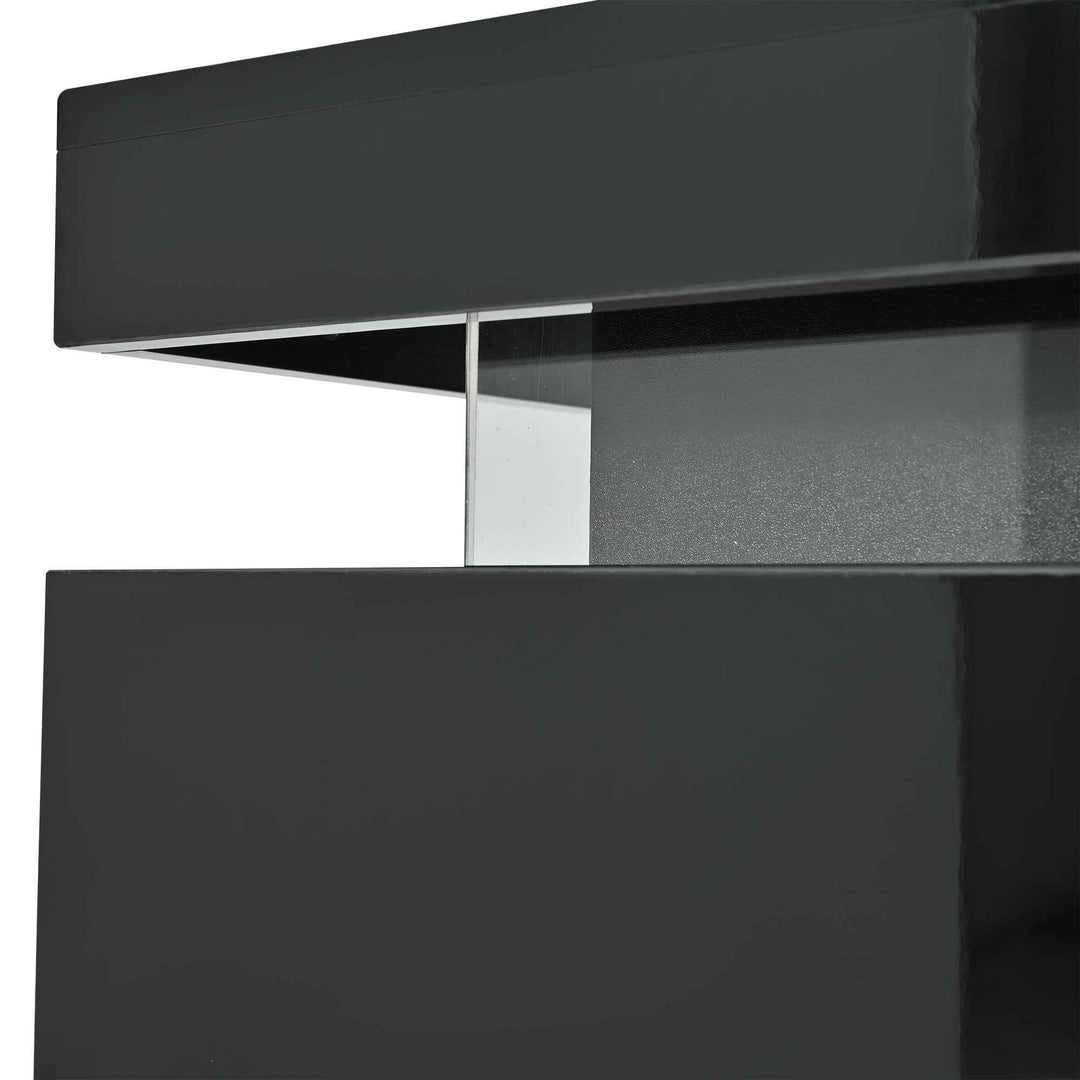 Black high gloss sideboard with LED lights with 2 doors & 3 drawers INFINITECLARITYY