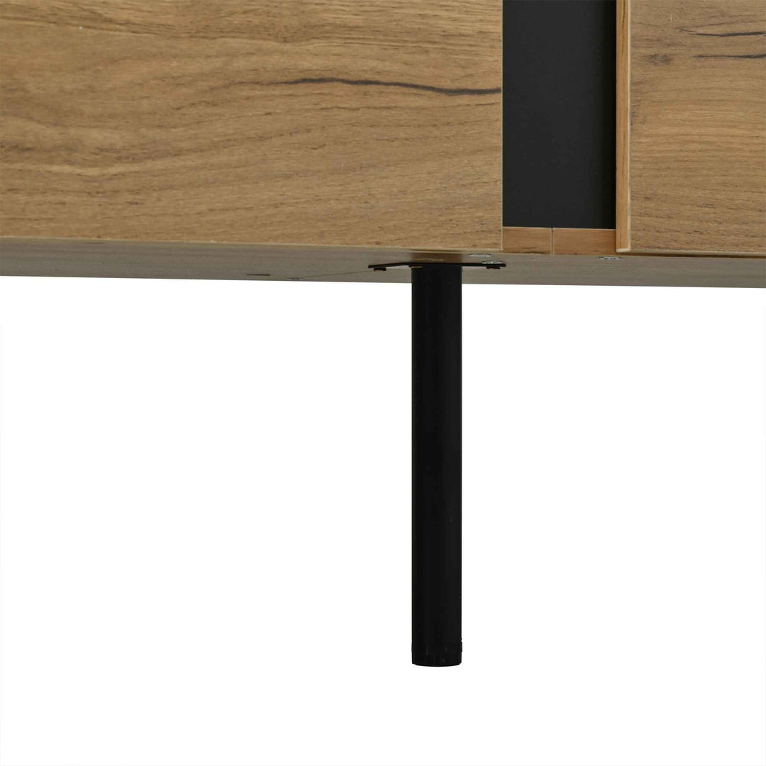 Natural wood & black TV stand up to 2 doors & 2 side cabinets INFINITEMERI