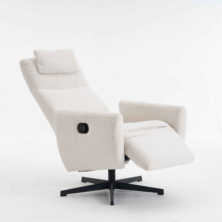 00+Recliner Chair Chenille Fabric Upholstered, Beige, Pillow Padded Seat & Footrest, Living Room Comfort NOVATHAL