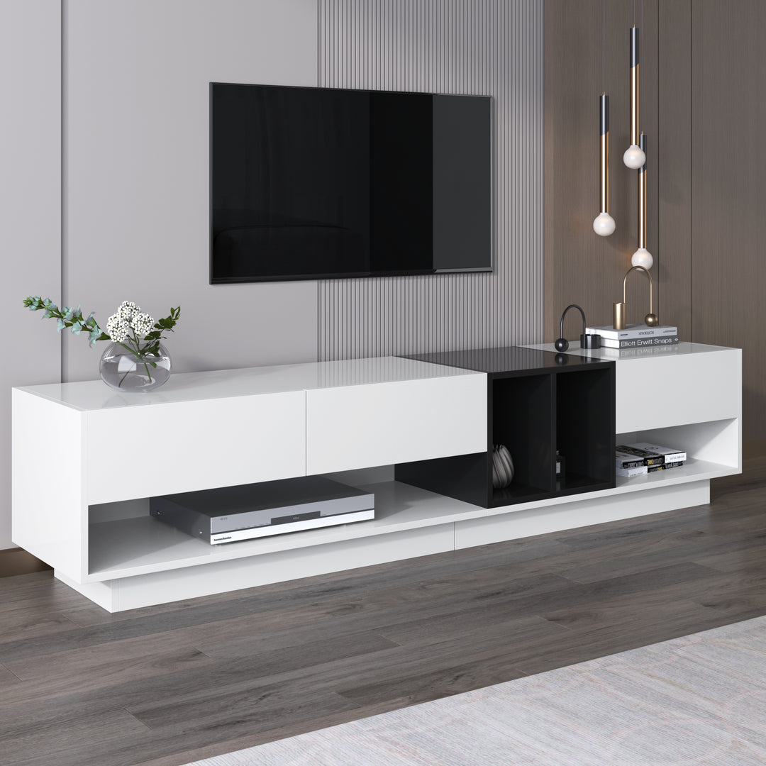 High-gloss white and black TV cabinet THRILGOD UK