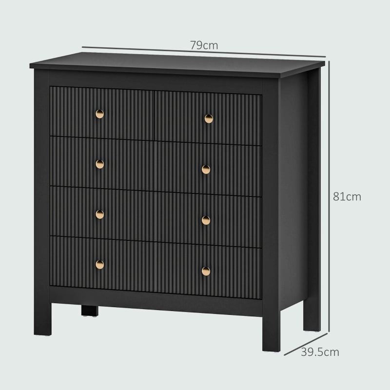 Elegant black wooden chest of 5 drawers golden accents SOLARWIND