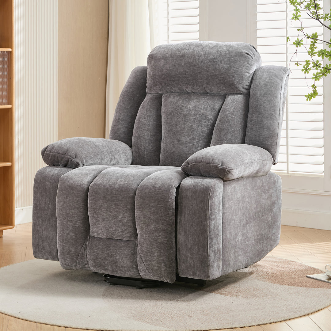 Electric lift up fabric grey large recliner with massage and heat MAGNETICFLUX