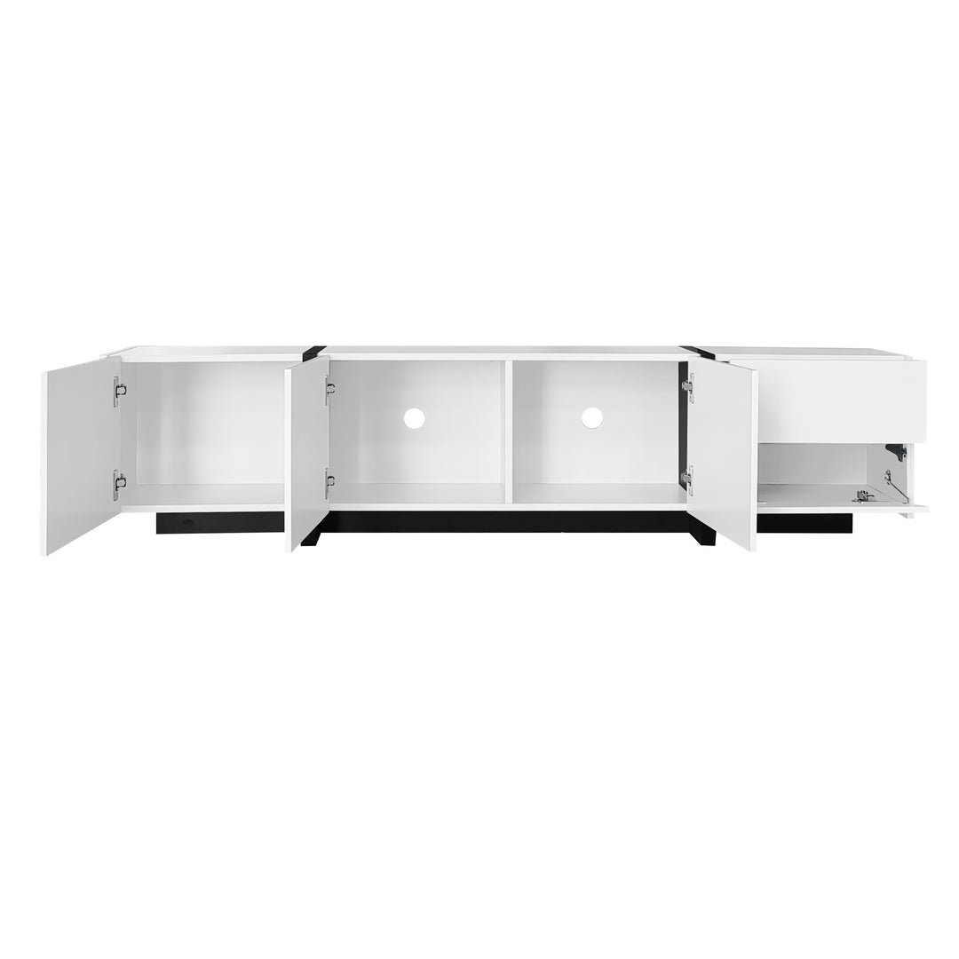 High gloss black &amp; white TV cabinet with LED and versatile storage BLADE