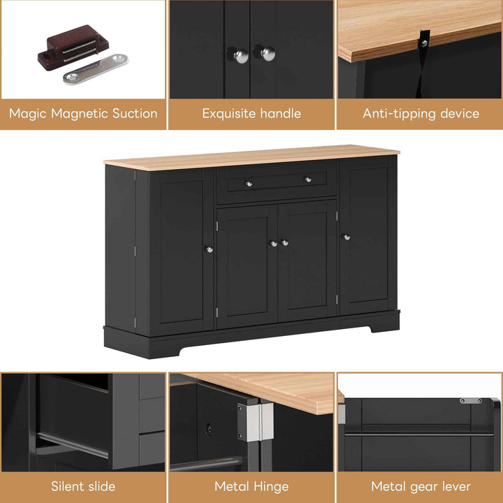 00+Kitchen Sideboard Cabinet 138cm Modern Storage Unit with Drawer, Adjustable Shelves & Doors for Kitchen, Living Room VERTEXMEK