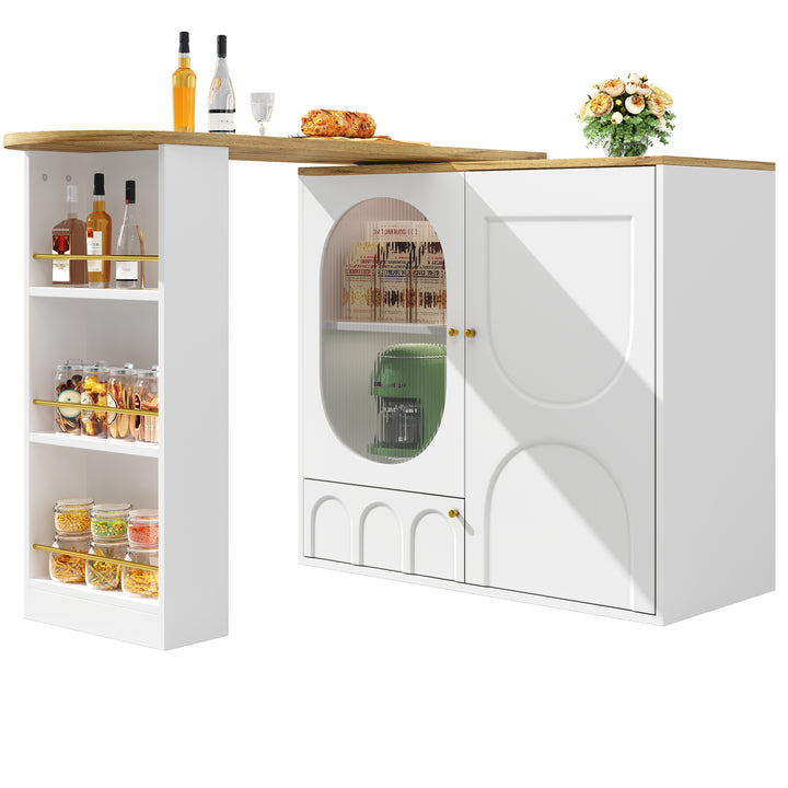 360° rotating bar table with storage space, kitchen island, two doors with shelves (body 138 x 39 x 105 cm) PYRAMID