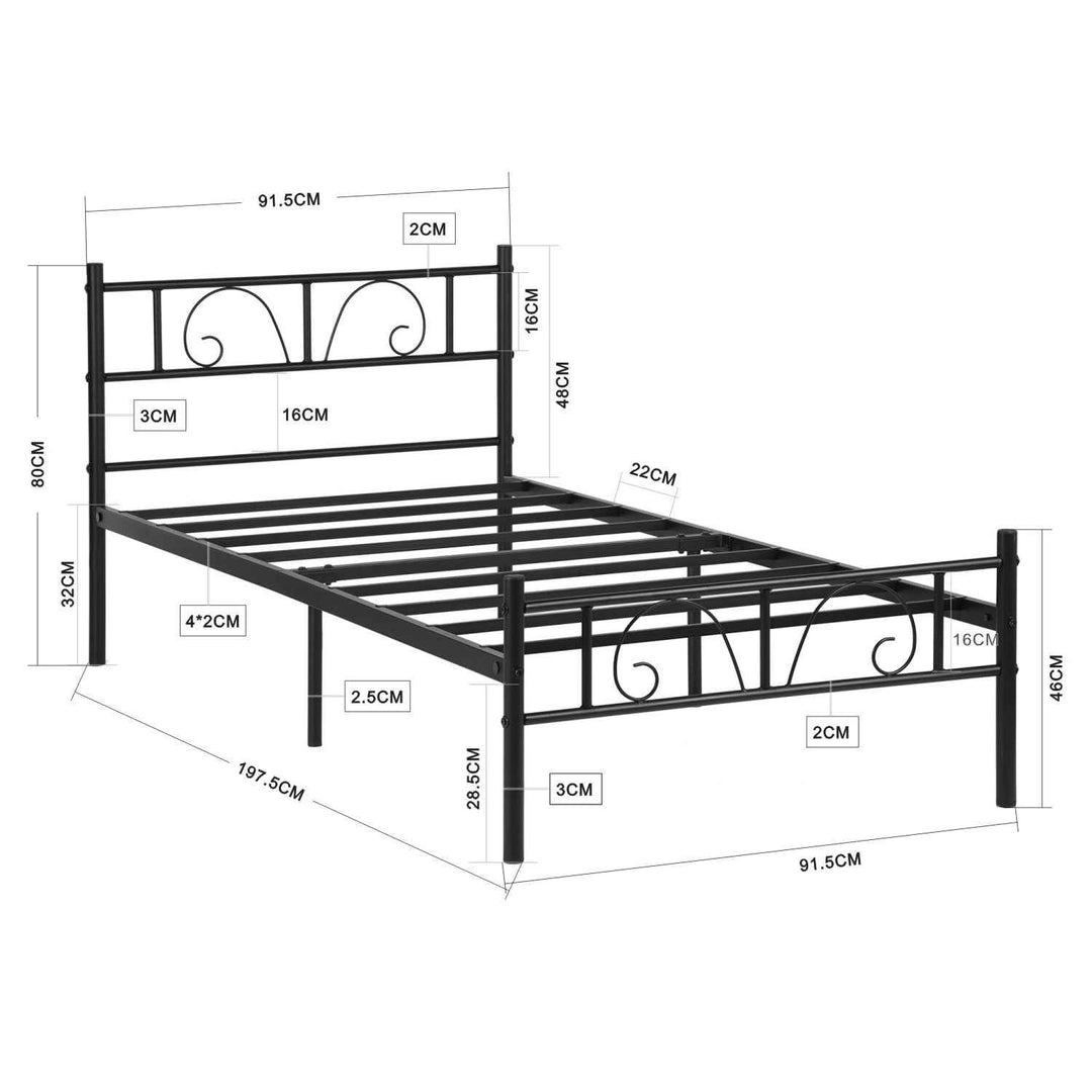 Single Metal Bed Frame Black 90x190cm – Space-Saving Foldable Design, Durable Steel, Modern Style, Ideal for Guest Rooms & Small Spaces ADRINA SINGLE BLACK C