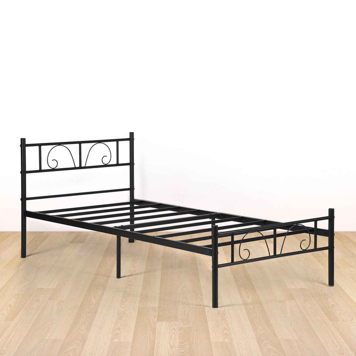 Single Metal Bed Frame Black 90x190cm – Space-Saving Foldable Design, Durable Steel, Modern Style, Ideal for Guest Rooms & Small Spaces ADRINA SINGLE BLACK C