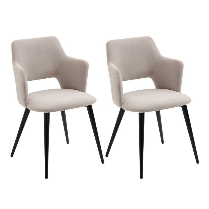 Set of 2 scandinavian light beige fabric dining chairs AKANJI 2PCS LIGHT BEIGE