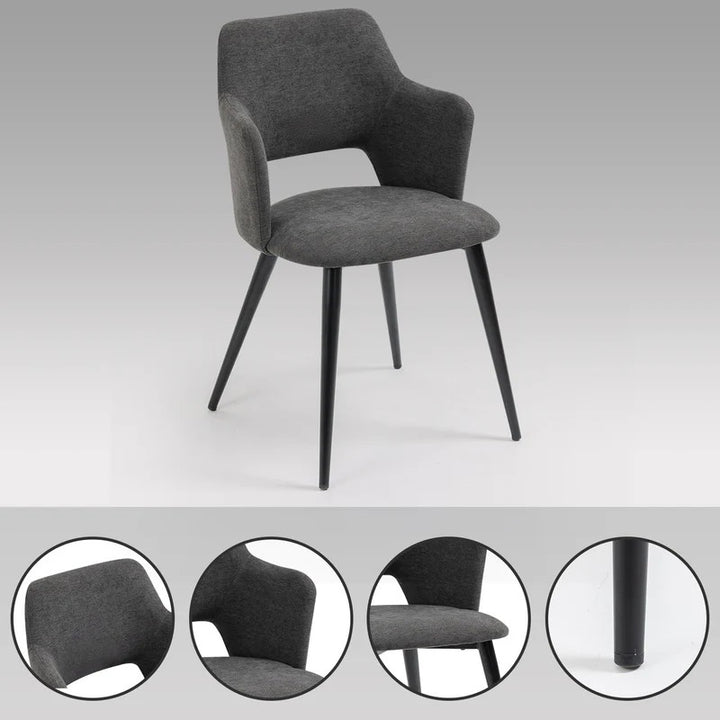 Set of 2 Scandinavian Grey Fabric Dining Chairs with Wood-Look Metal Legs AKANJI 2PCS GERY