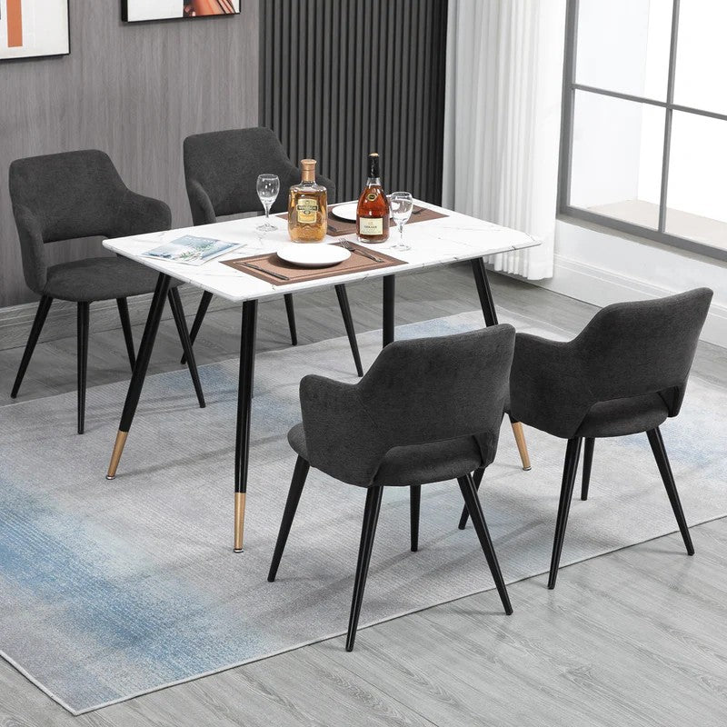 Set of 2 Scandinavian Grey Fabric Dining Chairs with Wood-Look Metal Legs AKANJI 2PCS GERY