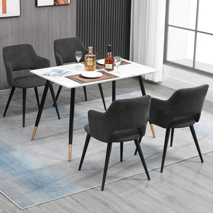Set of 2 Scandinavian Grey Fabric Dining Chairs with Wood-Look Metal Legs AKANJI 2PCS GERY