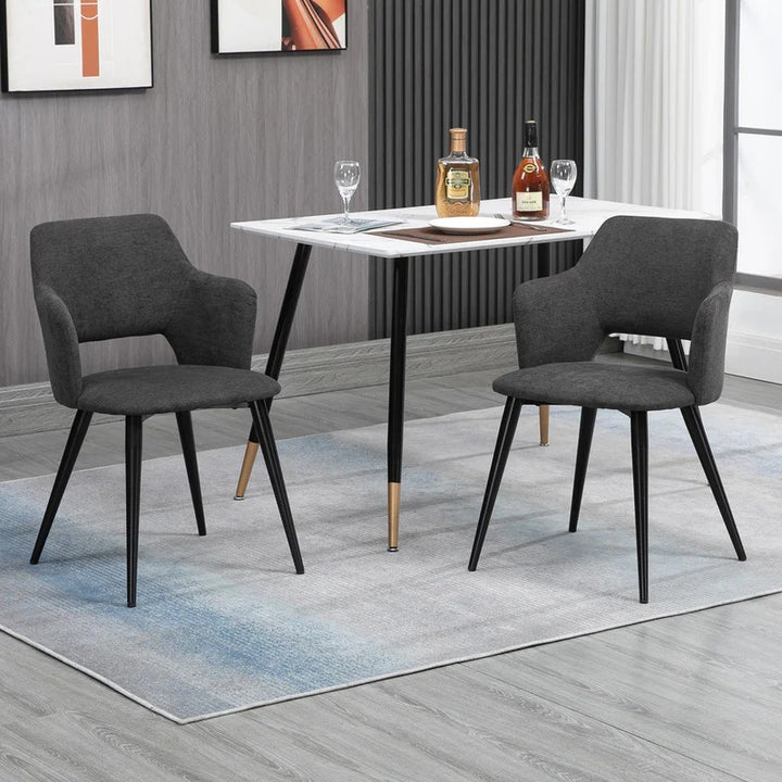 Set of 2 Scandinavian Grey Fabric Dining Chairs with Wood-Look Metal Legs AKANJI 2PCS GERY