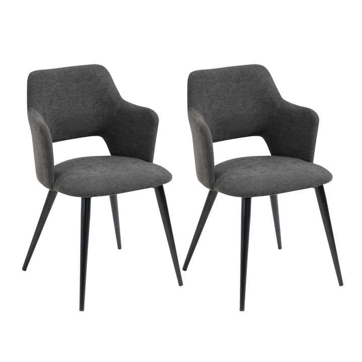 Set of 2 Scandinavian Grey Fabric Dining Chairs with Wood-Look Metal Legs AKANJI 2PCS GERY