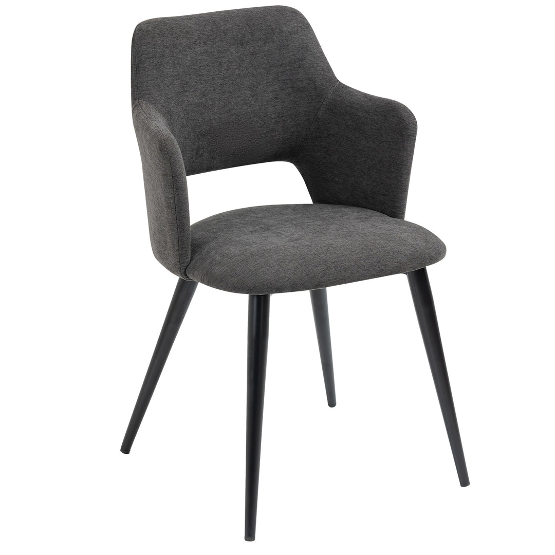 Set of 2 Scandinavian Grey Fabric Dining Chairs with Wood-Look Metal Legs AKANJI 2PCS GERY