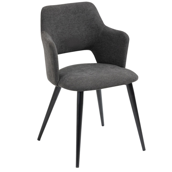 Set of 2 Scandinavian Grey Fabric Dining Chairs with Wood-Look Metal Legs AKANJI 2PCS GERY