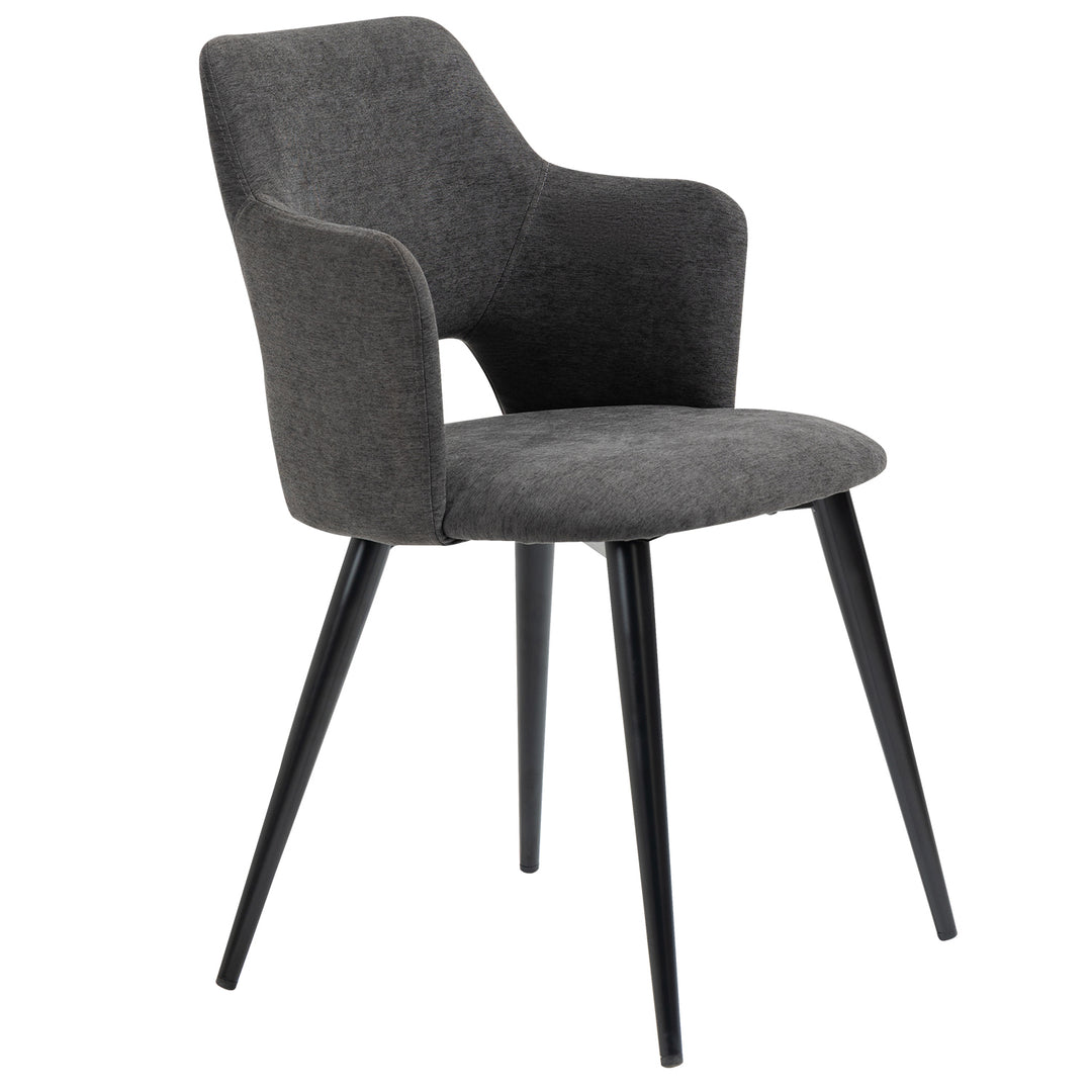 Set of 2 Scandinavian Grey Fabric Dining Chairs with Wood-Look Metal Legs AKANJI 2PCS GERY