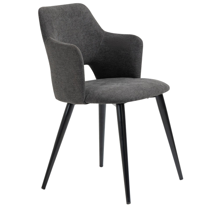 Set of 2 Scandinavian Grey Fabric Dining Chairs with Wood-Look Metal Legs AKANJI 2PCS GERY