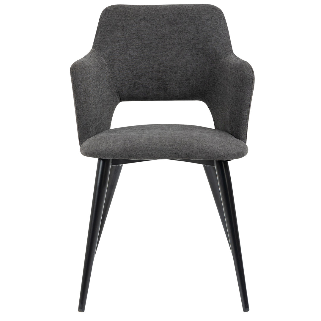 Set of 2 Scandinavian Grey Fabric Dining Chairs with Wood-Look Metal Legs AKANJI 2PCS GERY