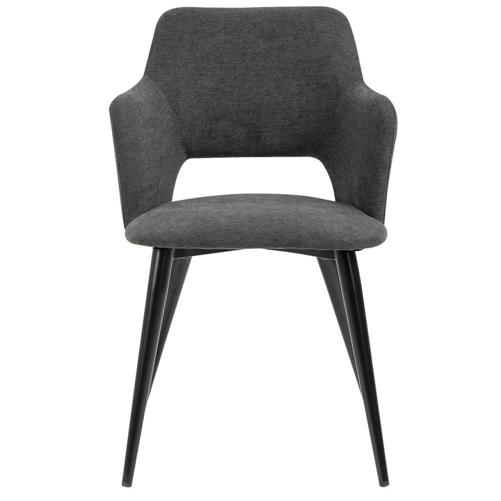 Set of 2 Scandinavian Grey Fabric Dining Chairs with Wood-Look Metal Legs AKANJI 2PCS GERY