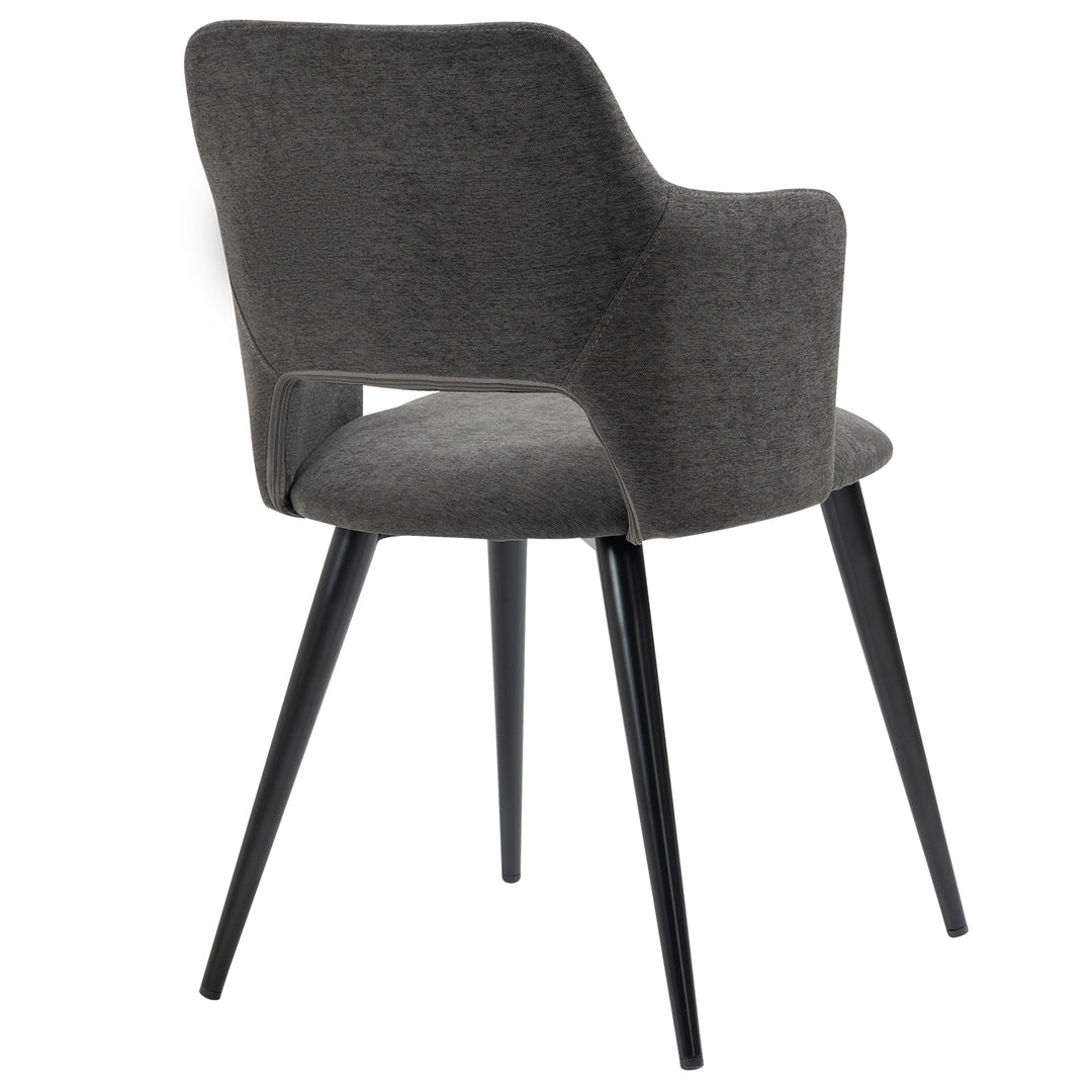 Set of 2 Scandinavian Grey Fabric Dining Chairs with Wood-Look Metal Legs AKANJI 2PCS GERY