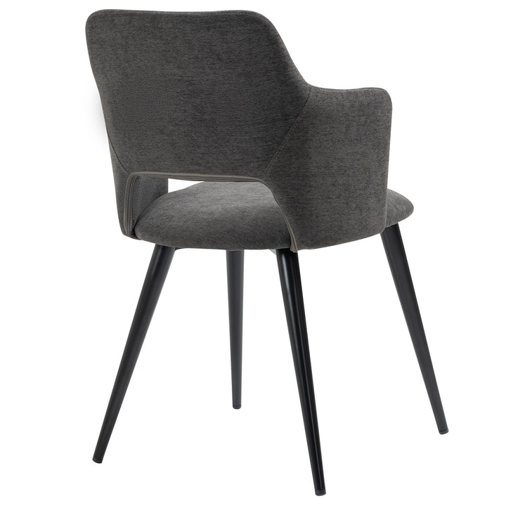Set of 2 Scandinavian Grey Fabric Dining Chairs with Wood-Look Metal Legs AKANJI 2PCS GERY