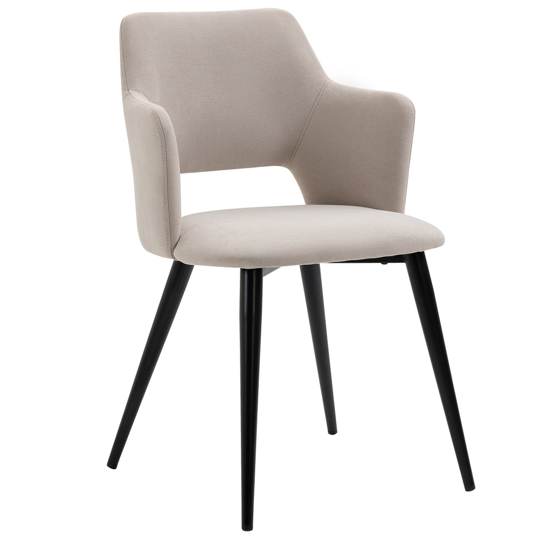 Set of 2 scandinavian light beige fabric dining chairs AKANJI 2PCS LIGHT BEIGE